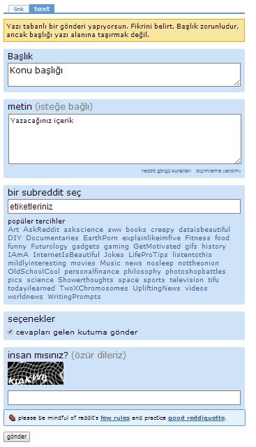 Reddit.com imleme nasıl yapılır ?